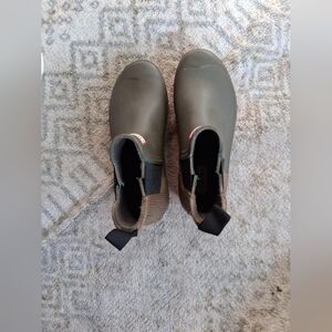 Hunter Green Rain Boots with Elastic Side Panels